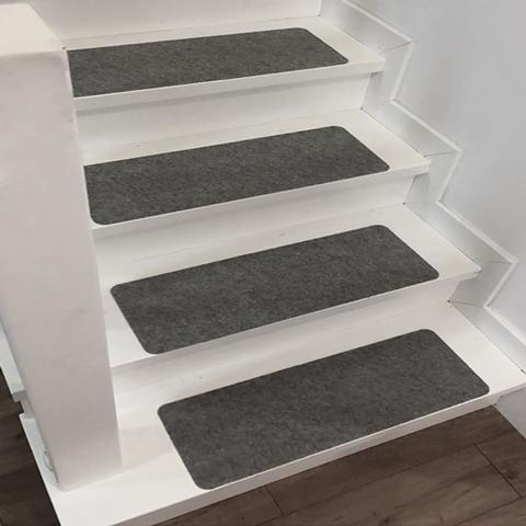 14PCS Non-slip Staircase Step Carpet Soft Stair Tread Floor Protection - Dark Grey