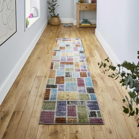 16th Avenue Multi-coloured Block Hallway Runner Rug 37A