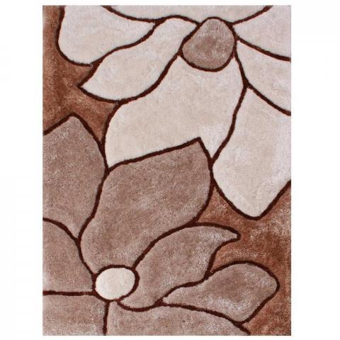 3D Flower Rugs in Beige and Brown