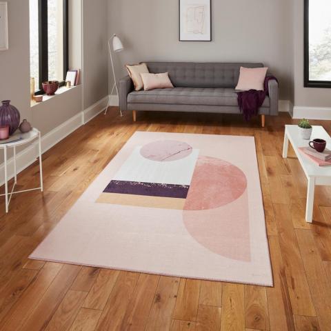 AB0157 Modern Geometric Rugs by Michelle Collins in Rose Pink