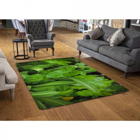 Abstract Background Of Dark Green Leaves Designer Rug - Green / 110cm