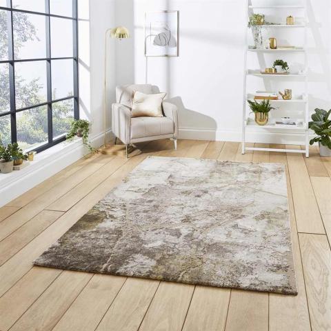 Abstract Beige Gold Rug Florence 50032 