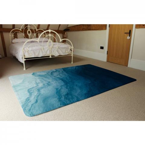 Abstract Blue Liquid Fluid Designer Rug - Blue / 230cm