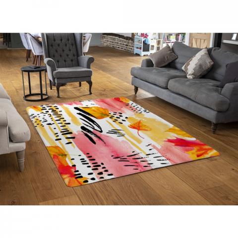 Abstract Fall Seamless Pattern In Bright Autumn Colours Designer Rug - Orange / 110cm