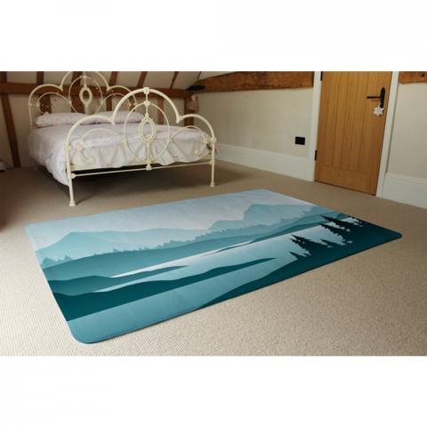 Abstract Mountain Landscape Designer Rug - Blue / 230cm