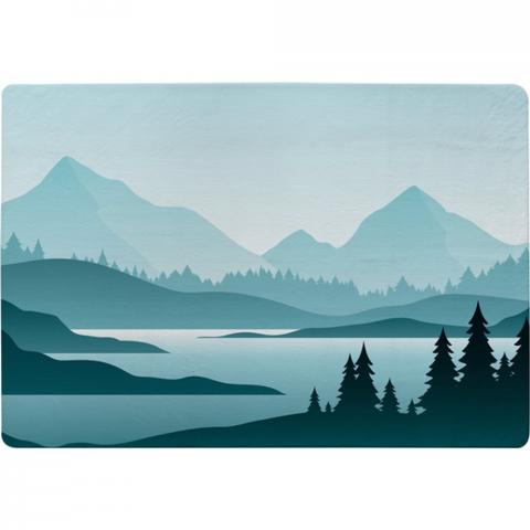 Abstract Mountain Landscape Designer Rug - Blue / 200cm