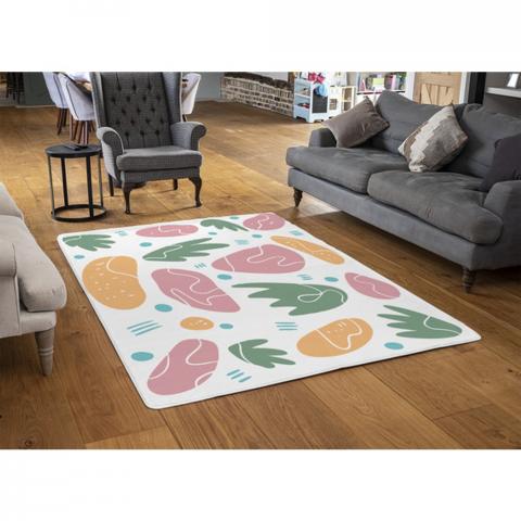 Abstract Nature Illustrations Designer Rug - Blue / 110cm