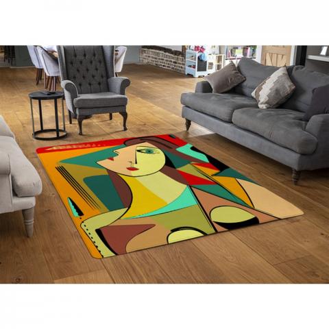 Abstract Portrait Designer Rug - Pink / 110cm