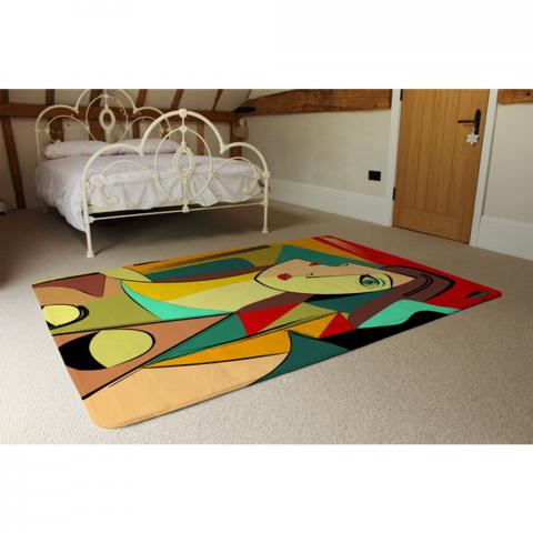 Abstract Portrait Designer Rug - Pink / 230cm