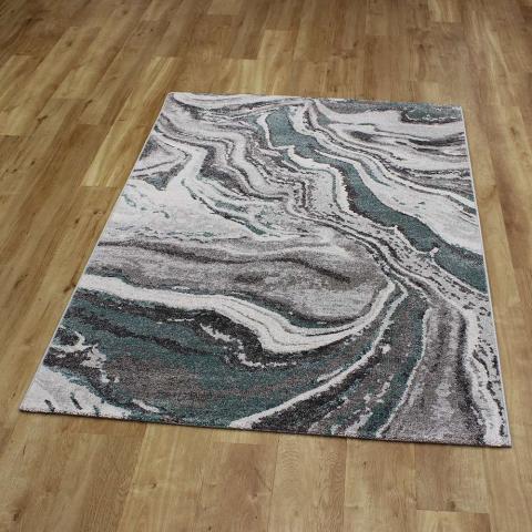 Abstract Rug Liberty Teal Grey 40 6141 