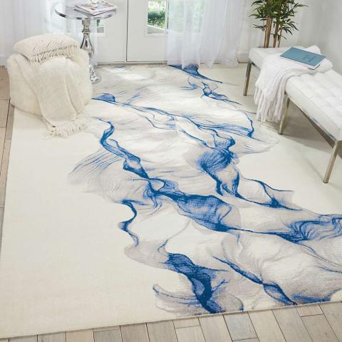 Abstract Twilight Rug Ivory Blue TWI27 