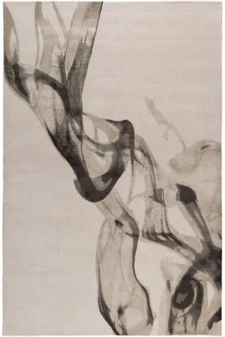 Adam Hunter Smoke 1.83x1.22m/6'x4' Grey Abstract Wool & Silk Abstract rug by The Rug Company, Handknotted Tibetan wool and silk