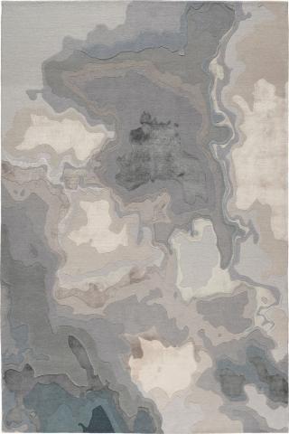 Adam Hunter Tundra 1.83x1.22m/6'x4' Green Abstract Wool & Silk Abstract rug by The Rug Company, Handknotted Tibetan Wool & Silk