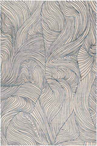 Adam Hunter Waves Blue 1.83x1.22m/6'x4' Blue Abstract Wool & Silk Abstract rug by The Rug Company, Handknotted Tibetan Wool & Silk