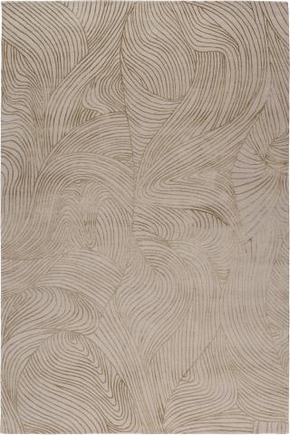 Adam Hunter Waves Honey 1.83x1.22m/6'x4' Beige Abstract Wool & Silk Abstract rug by The Rug Company, Handknotted Tibetan Wool & Silk