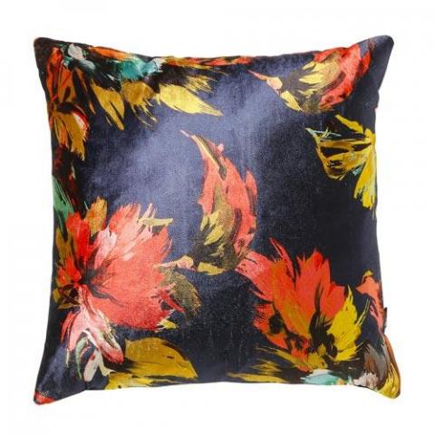 Adriana Floral Cushion in Navy Blue