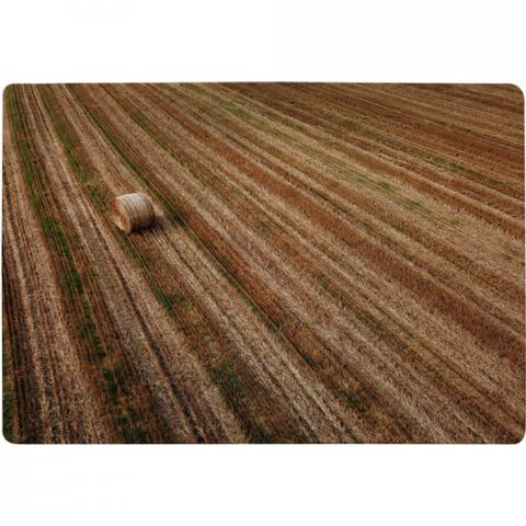 Aerial View Of Hay Bale Fields Designer Rug - Brown / 200cm