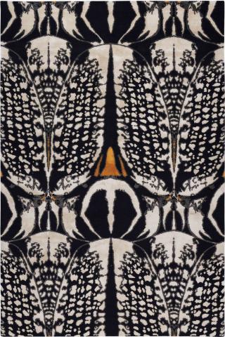 Alexander McQueen Beetle Animal print 1.83x1.22m/6'x4' Black Modern Wool & Silk Animal print rug by The Rug Company, Handknotted Wool & Silk