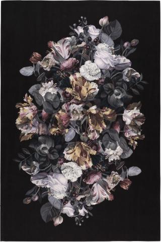 Alexander McQueen Chiaroscuro 04 2.74x1.83m/9'x6' Black Floral Floral rug by The Rug Company