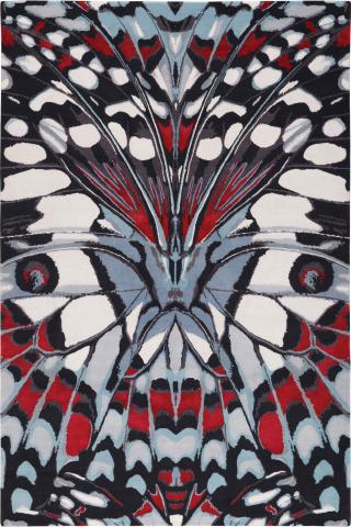 Alexander McQueen Painted Lady Animal print 3.05x2.44m/10'x8' Blue Modern Wool & Silk Animal print rug by The Rug Company, Handknotted Wool & Silk