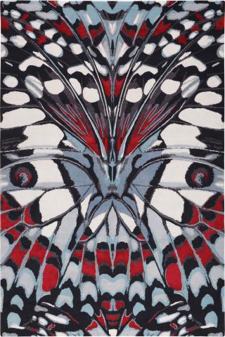 Alexander McQueen Painted Lady Animal print 3.05x2.13m/10'x7' Blue Modern Wool & Silk Animal print rug by The Rug Company, Handknotted Wool & Silk