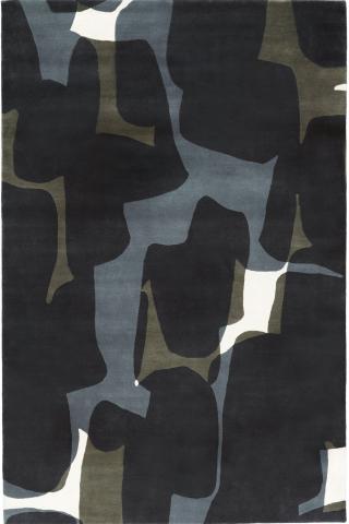 Alexandra Champalimaud Shadow 1.83x1.22m/6'x4' Blue Abstract Wool Abstract rug by The Rug Company, Handknotted Tibetan wool