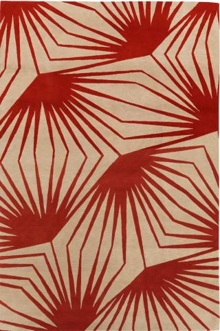 Alexandra Champalimaud Stingray Red Bright 3.05x2.13m/10'x7' Red Wool Bright rug by The Rug Company, Handknotted Tibetan wool