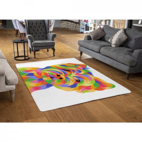 Amazing Illustration Dog Designer Rug - Yellow / 110cm