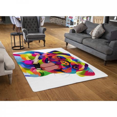 Amazing Illustration Pop Art Dog Designer Rug - Red / 110cm