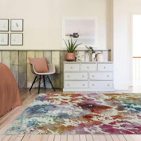 Amelie AM05 Watercolour Abstract Multi Coloured Rug 