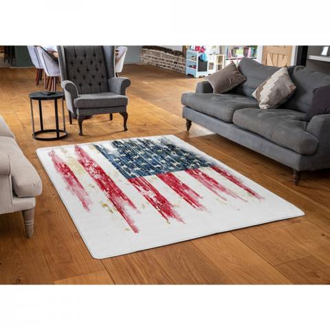 American Grunge Flag Designer Rug - Red / 110cm