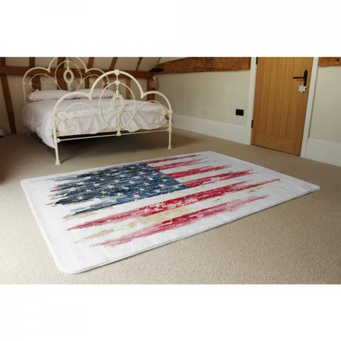 American Grunge Flag Designer Rug - Red / 230cm