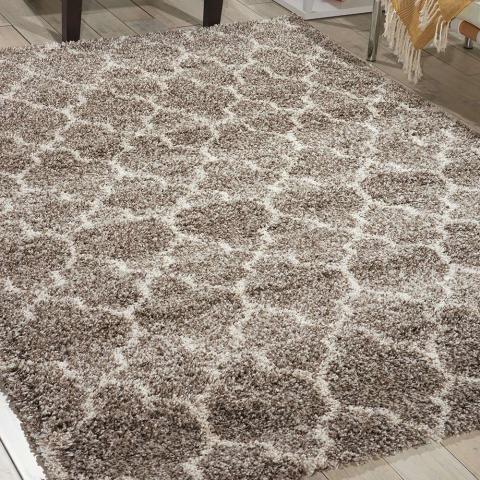 Amore Trellis Shaggy Rug Stone 