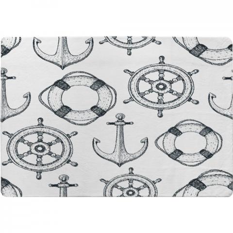 Anchor  Wheel Designer Rug - White / 150cm