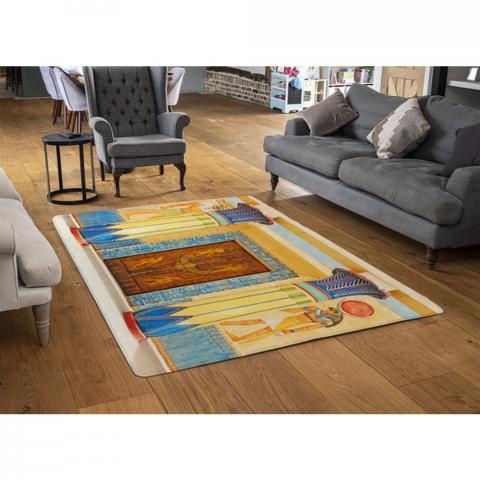 Ancient Egyptian Writing Designer Rug - Yellow / 110cm