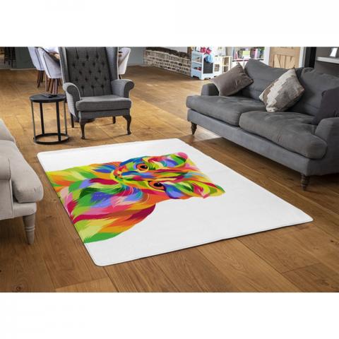 Animal Cat Illustration Pop Art Designer Rug - Green / 110cm