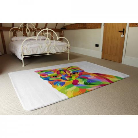 Animal Cat Illustration Pop Art Designer Rug - Green / 230cm