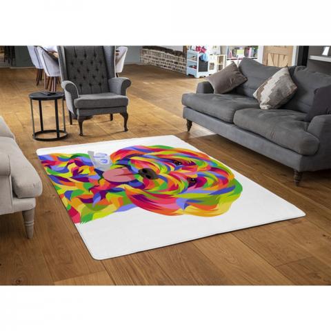 Animal Dog Illustration Pop Art Designer Rug - Blue / 110cm