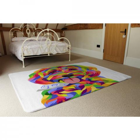 Animal Dog Illustration Pop Art Designer Rug - Blue / 230cm