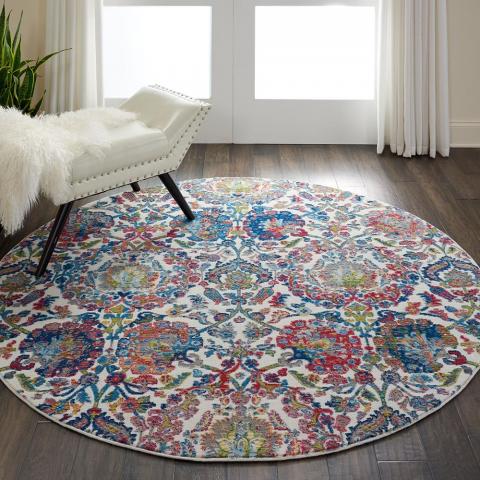 Ankara Global Circular Rugs ANR06 in IVBLU