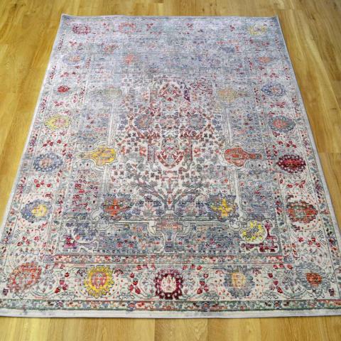 Aqua Silk Traditional Multi-Coloured Rugs T159A