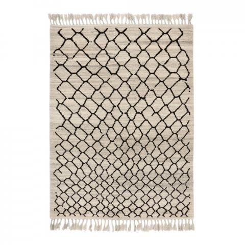 Arabiska Hexacon 063501 Moroccan Tassel Rugs in Beige Black by Brink and Campman