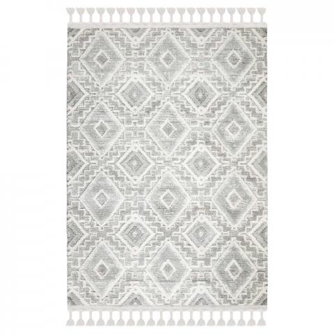 Aria Victoria Modern Geometric Diamond Rugs in Cream and Grey