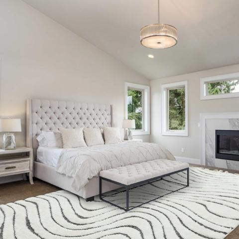 Ariana Ripple Moroccan Rugs in AR10 Cream