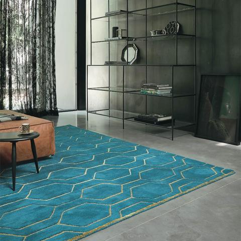 Arris Rugs 37307 in Teal and Gold by Wedgwood