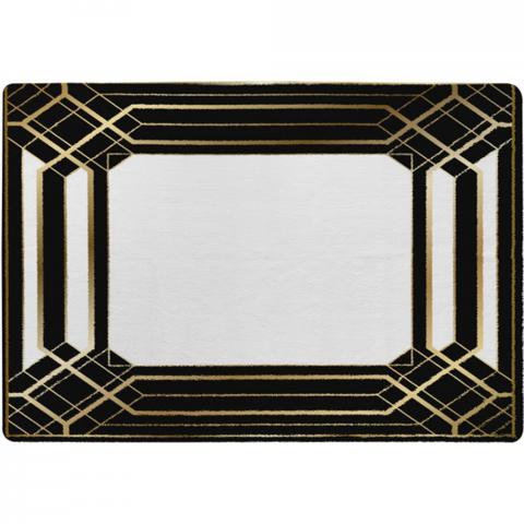 Art Deco Black Frame Designer Rug - Yellow / 150cm