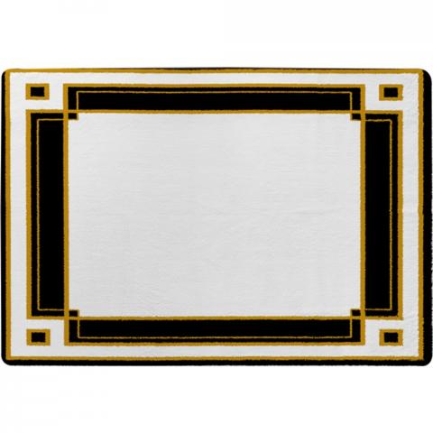 Art Deco Black  Gold Designer Rug - Yellow / 200cm