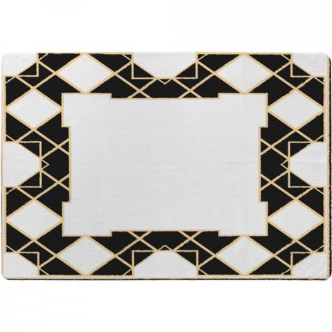 Art Deco Diamond Border Designer Rug - Black / 150cm