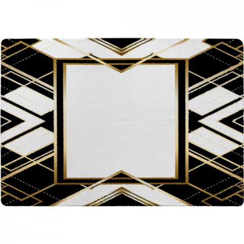 Art Deco Frame Designer Rug - Black / 150cm