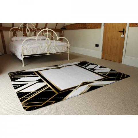 Art Deco Frame Designer Rug - Black / 230cm